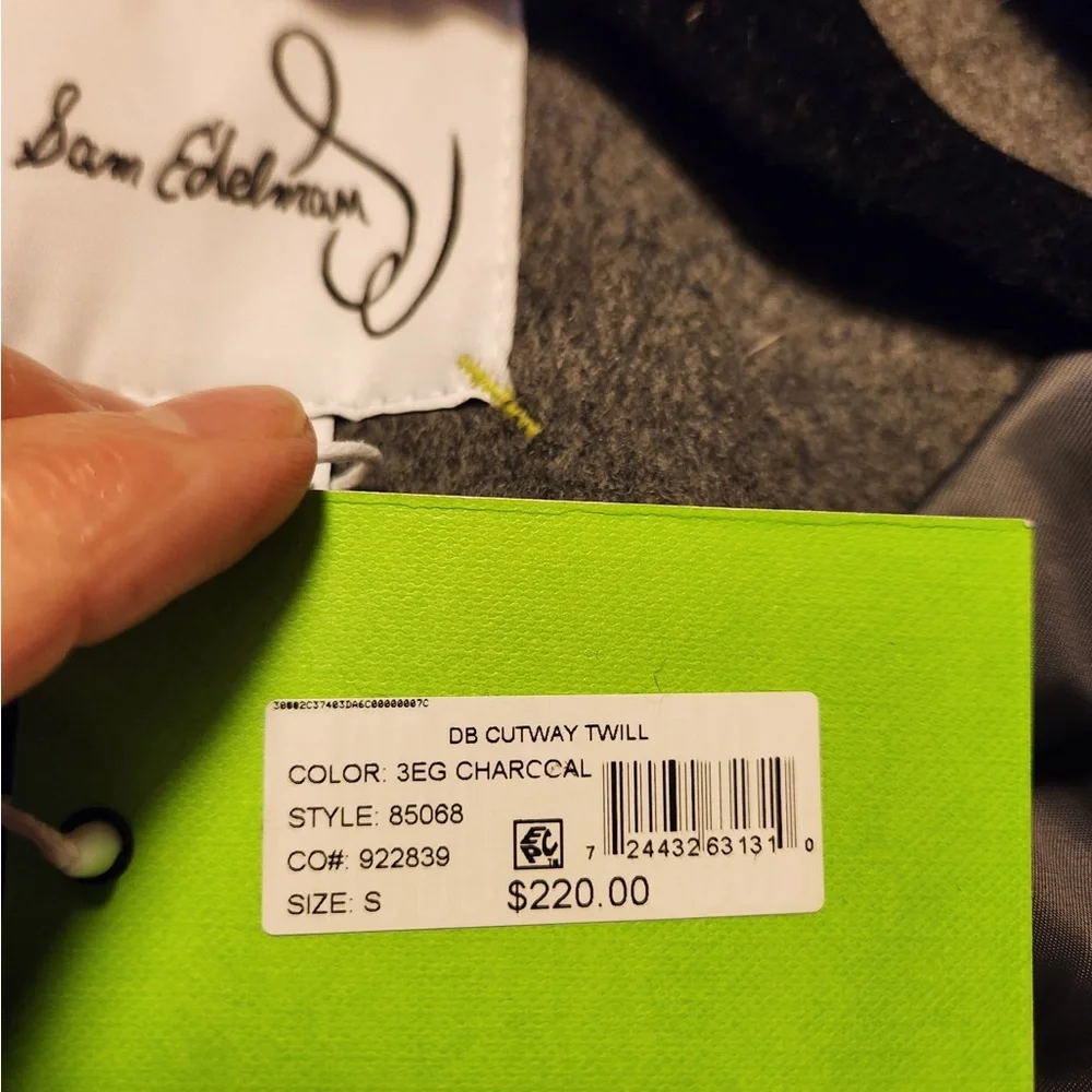NWT Sam Edelman Women’s Wool Blend Double-Breasted Cutaway Coat Fall Winter Warm